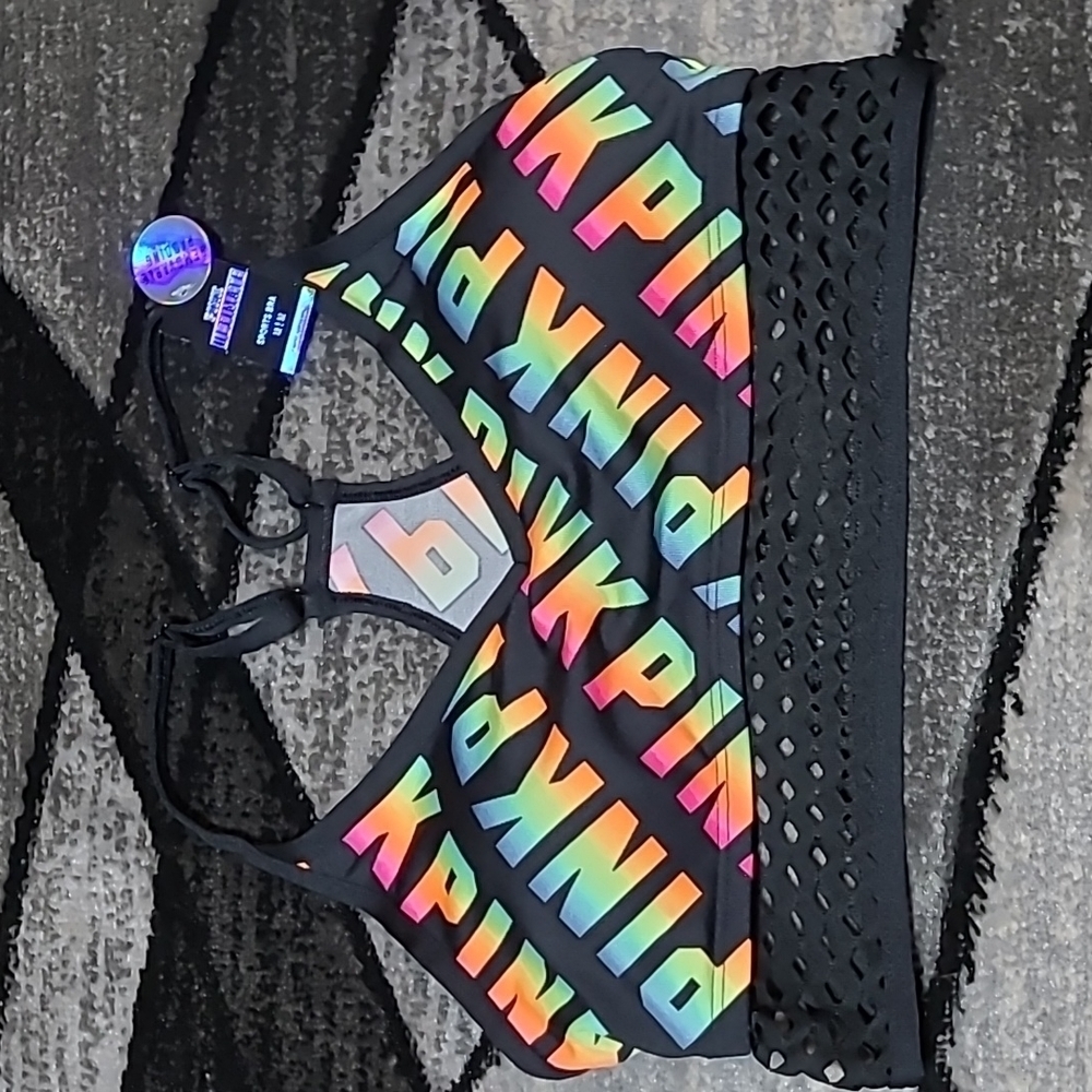 VS PINK 2019 ULTIMATE RACERBACK RAINBOW LOGO MESH LINED SPORT BRA PRICE …